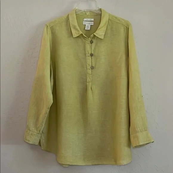 Cynthia Rowley Yellow Linen Tunic Top Women’s Size 1X - Picture 1 of 3